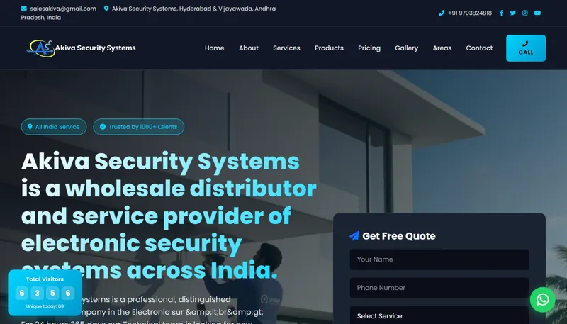 Homepage of the Akiva Security Systems website
